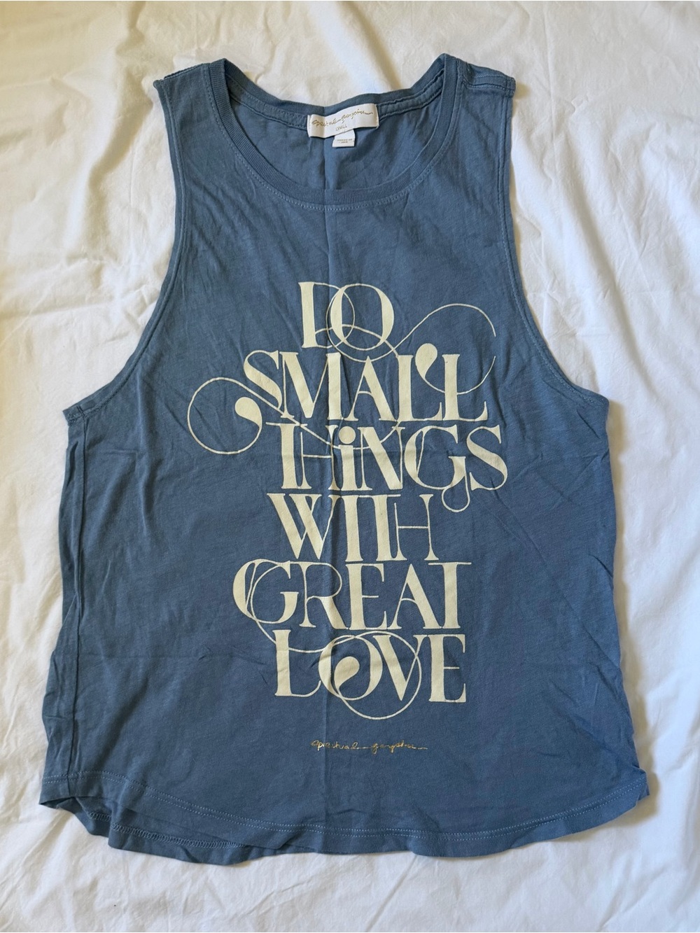 Spiritual Gangster Blue Graphic Tank with Cream Script